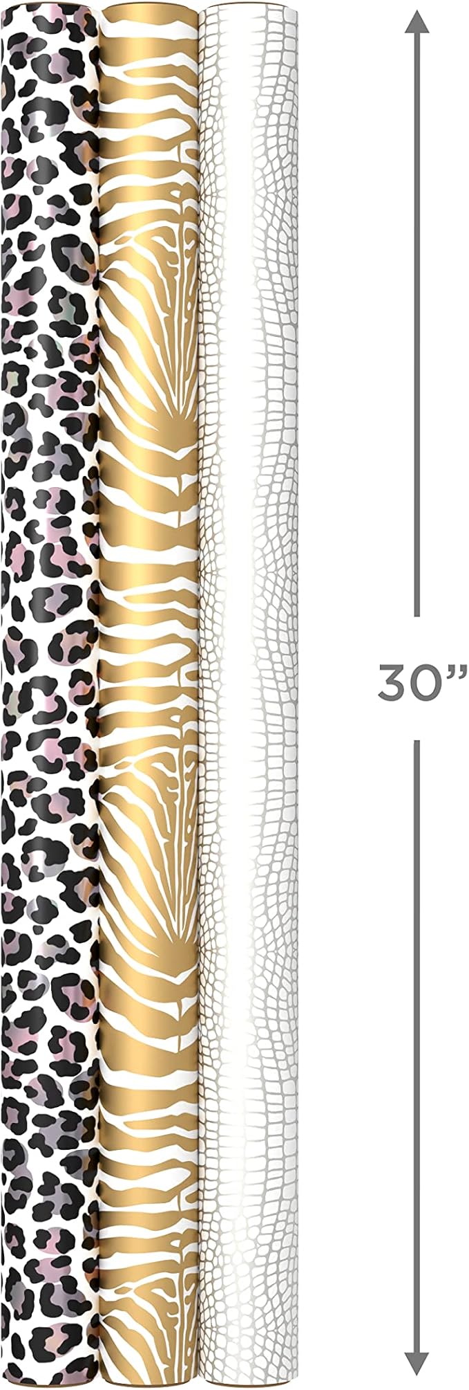Hallmark Animal Print Wrapping Paper with Cut Lines on Reverse (3-Pack: 85 sq. ft. ttl) for Birthdays, Christmas, Graduations, Valentine's Day, Mother's Day