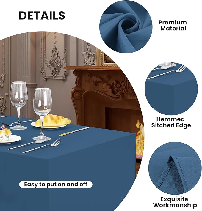 Ascoza 2 Pack Fitted Tablecloth for 8 Foot Rectangle 96 x 30 Inch Mediterranean Blue Table Covers Water Resistant Polyester Cloth for Folding, Parties,Display, Trade Show (Mediterranean Blue)