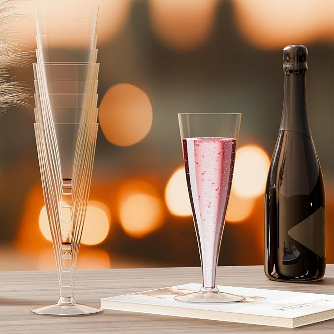 200 Pack Plastic Champagne Flutes Disposable Champagne Glasses, 4.5 Oz Clear Mimosa Glasses Bulk Cocktail Toasting Cups for Party Supplies Wedding Bride Bar, Copas De Plastico Para Brindis