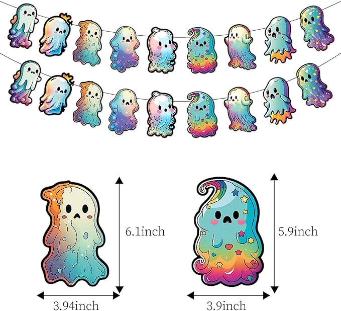 Cute Ghost Halloween Party Decorations Streamers - 18Pcs Hanging Swirl Ceiling Garland,Birthday Happy Boo Day Classroom Outdoor Indoor Decor Banner Supplies Burgleda