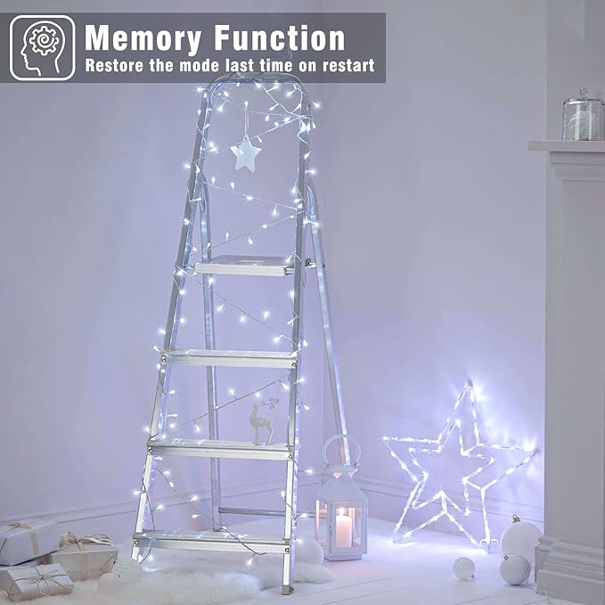 66FT 200 LED Christmas Lights Outdoor, Plug in Christmas String Lights Indoor, Waterproof & 8 Modes & Timer Function, Connectable Fairy Twinkle Light for Bedroom Wedding Patio Party Decor, White