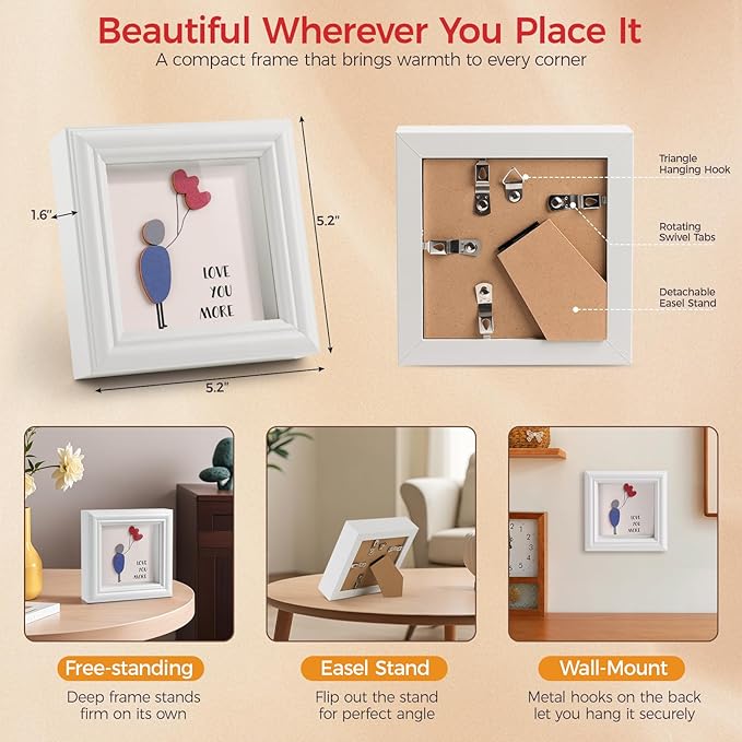 LukieJac Valentine's Day Gifts Shadow Box Frame - I Love You Gifts Decoration for Girlfriend, Her, Wife for Birthday, Anniversary, Christmas