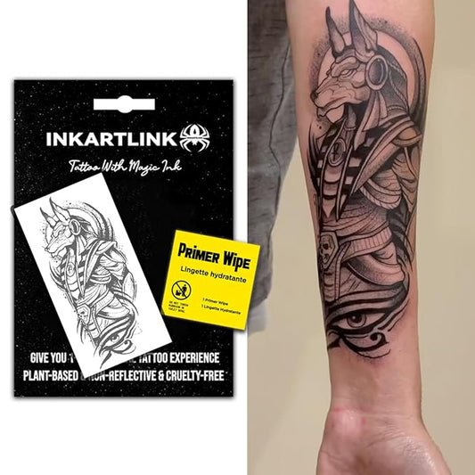 INKARTLINK Temporary Tattoo, 15-day tattoo, suitable for men's arm tattoo, waterproof and non-reflective, unique design (Wolf Dog)