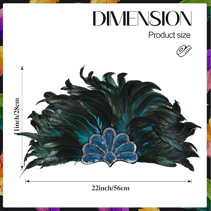 Women's Carnival Feather Headpieces Sequin Headdress for Wedding Masquerade Party Cosplay Feather Headbands