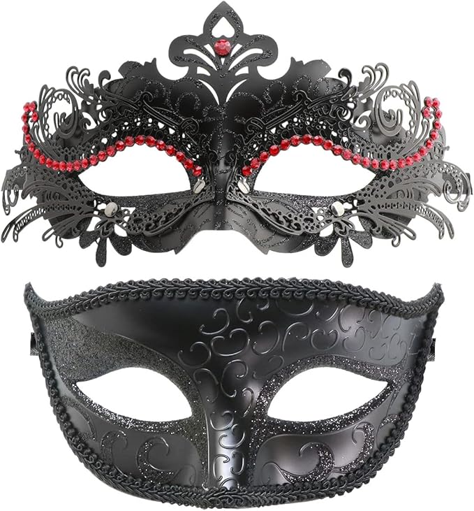 Coddsmz Couple Masquerade Mask Set - Venetian & Mardi Gras Mask for Women & Men