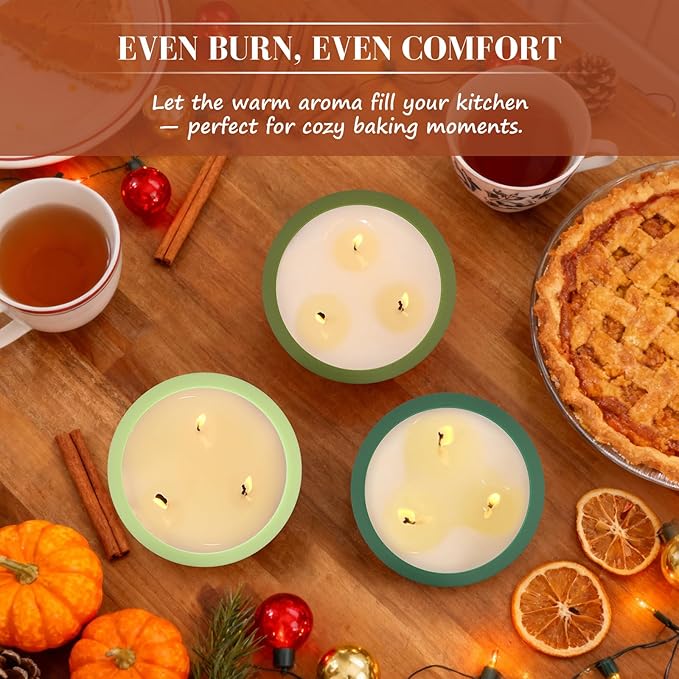 Viyffo Fall Candles - Pine & Cinnamon, 3 Wick Large Scented Candle, 20oz Soy Candles for Women & Men, Non Toxic Aromatherapy Candle, Ceramic Velas Perfect for Autumn Home Decor & Gift
