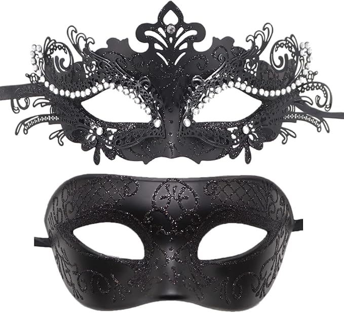 Coolwife Couples Masquerade Masks Metal Venetian Mardi Gras Party Evening Prom Costume Mask
