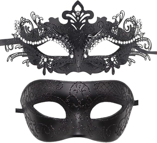 Coolwife Couples Masquerade Masks Metal Venetian Mardi Gras Party Evening Prom Costume Mask