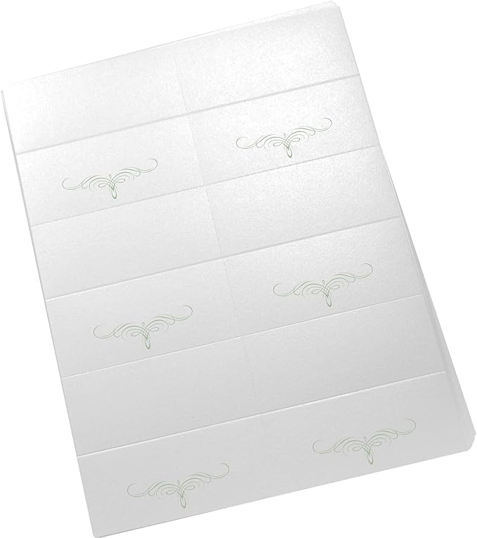 Decadent Flourish Printable Place Cards, Sage (Choose Color), Set of 150 (25 Sheets), Laser & Inkjet Printers - Wedding, Party, Dinner, and Special Events - Made in the USA