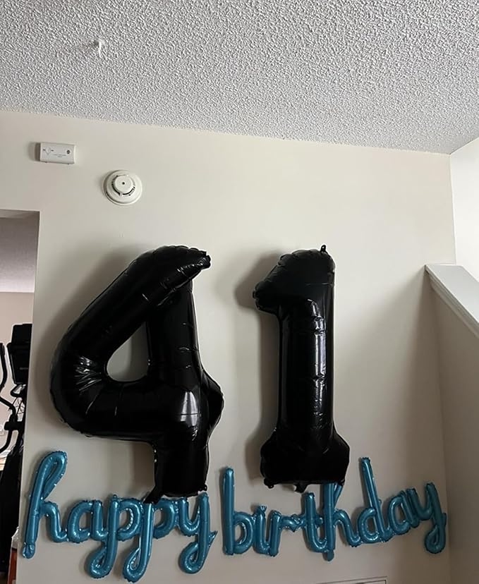 Smlpuame 40 inch Number Balloon 0-9 Black Large Number 4 Balloons,Digital Balloons for Birthday Party Celebration Decorations Supplies, Helium Foil Number Balloons for Wedding Anniversary