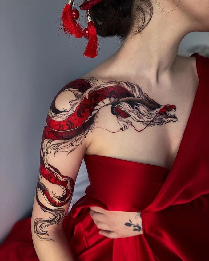 Large Temporary Tattoos Women Temporary Neck Tattoos Temporary Realistic Flower Chest Tattoo for Adults (Temporary Tattoos Sticker 27)