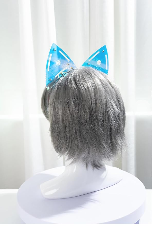 Cyberpunk Colorful Ear Hairband Fish Bone Hair Accessories COS Props (X Blue)
