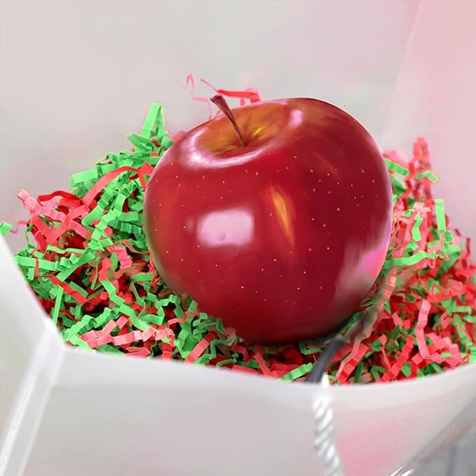 Uptotop 1/2LB Crinkle Cut Paper Shred Filler for Gift Wrapping Basket Filling, Birthday, Christmas, Thanksgiving, Wedding, Mother's Day, Red and Green (8 oz)