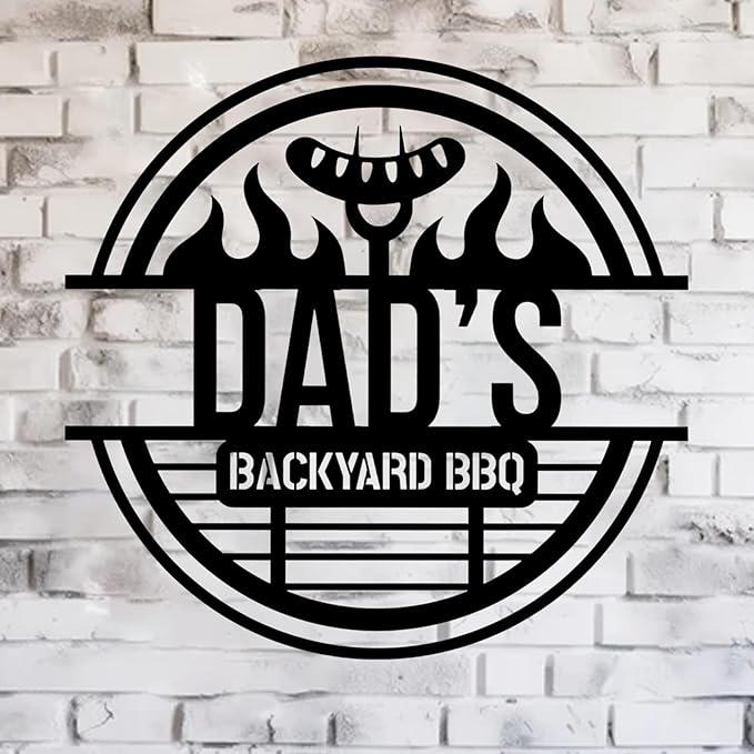 Custom BBQ Grill Metal Sign, Personalized Backyard Bar & Kitchen Wall Art, Outdoor Patio Decor, Custom BBQ Welcome Sign, Dad Gifts, Grandpa Grill Sign, Housewarming Present, Man Cave Metal Sign