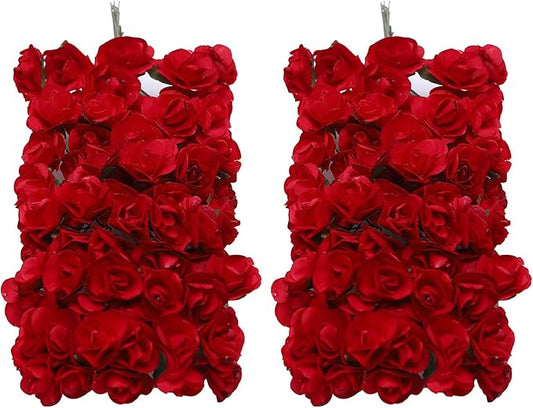 144pcs Mulberry Paper Mini Roses Artificial Flowers Heads with Stems for DIY Crafts Accessories Make Bridal Hair Clips Headbands Dress Wedding Bridal Bouquets Party Home Decor Valentine's(Red)