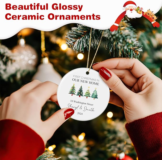 Custom Ceramic Christmas Ornaments with Photo Text - Personalized New Home Christmas Hanging Decorations Decorations