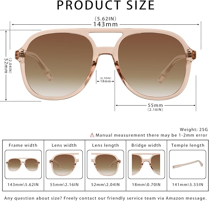YDAOWKN Retro Square Aviator Sunglasses for Womens Mens Vintage 70s Double Bridge Sun Glasses