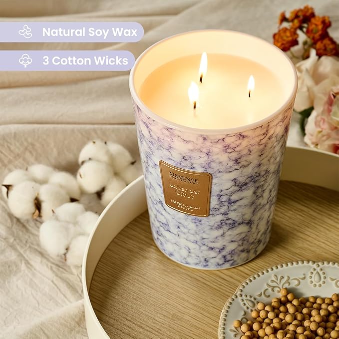 M&SENSE Extra Large Candle 35oz 150H LavenderCitrus Scented, 3 Wick Highly Scented Jar Candle, XL Large Christmas Gift Candle for Women, Long Lasting Burning for Holiday, Thanksgiving, Christmas