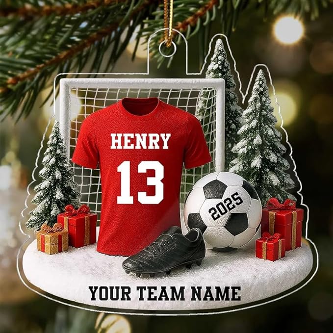 Personalized Soccer Christmas Acrylic Ornament, Soccer Ornament, Soccers Ornaments Christmas Tree Hanging Ornaments Tree Decorations, Soccers Player Uniform /1