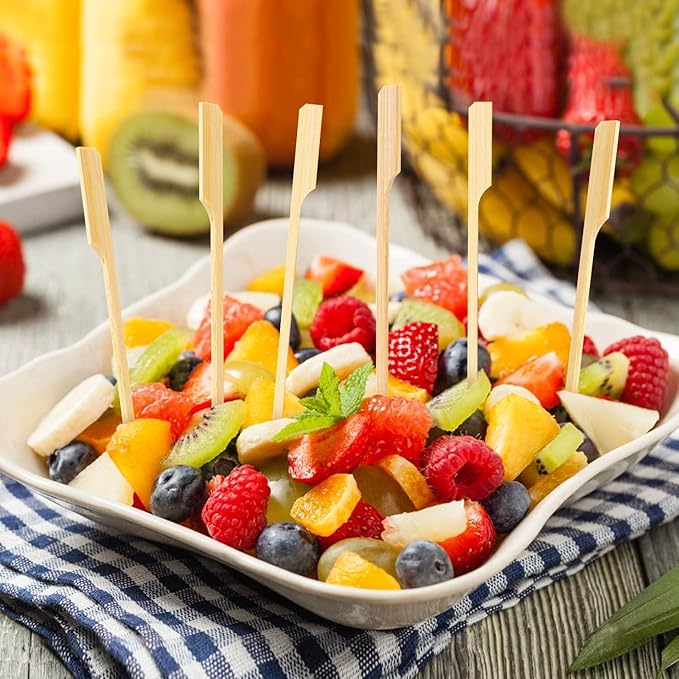 6 Inch Cocktail Picks, 1000PCS Bamboo Skewers for Appetizers, Toothpicks for Appetizers, Flat Paddle Wooden Skewers Food Sticks for Party Drinks Fruit BBQ, Charcuterie Boards Accessories.