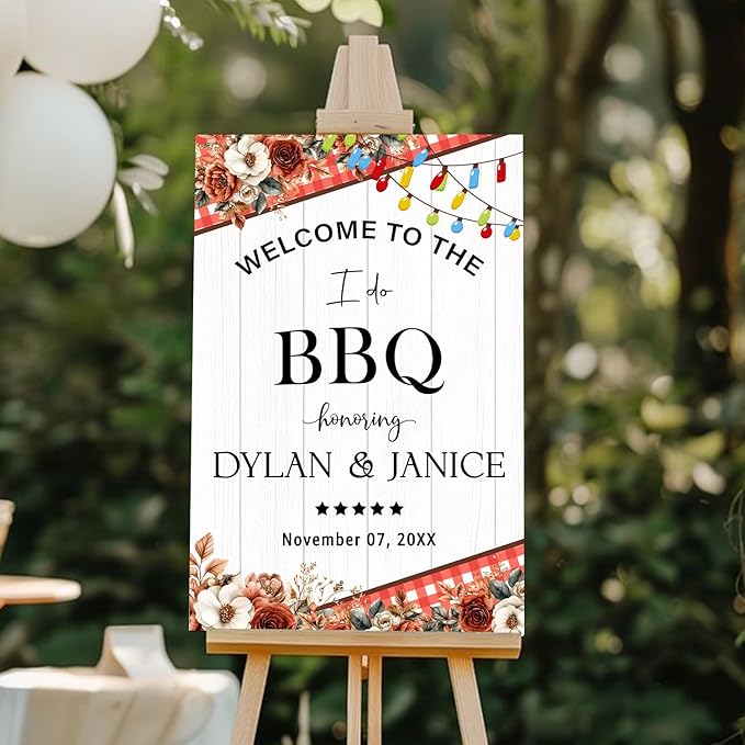 Personalized Welcome To The I Do BBQ Party Sign, I Do BBQ Welcome Sign For Engagement & Couples Shower Party, Welcome Sign For BBQ Rehearsal Dinner, BBQ Signs For Outside, I Do BBQ Decorations