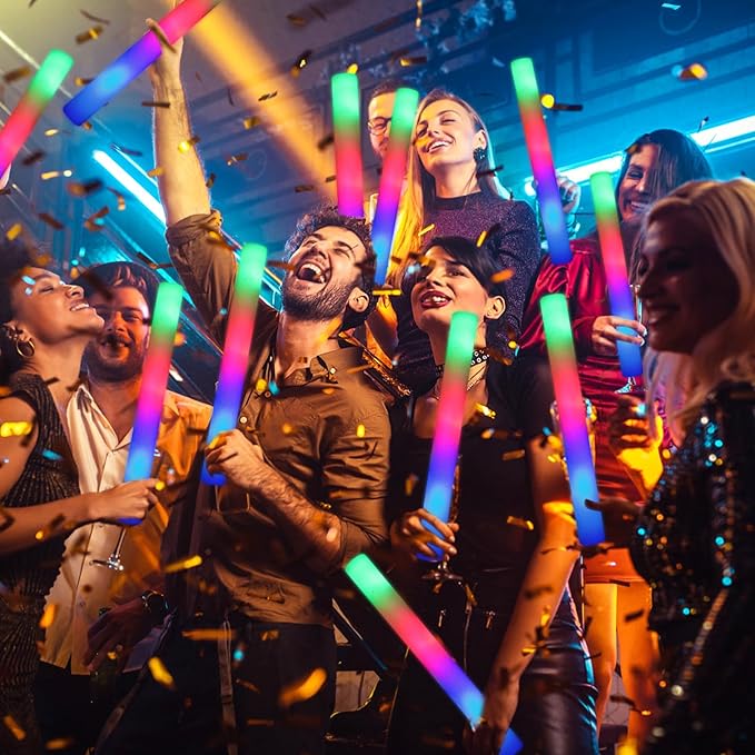 120 PCS Foam Glow Sticks with 3 Modes Colorful Flashing, LED Light Sticks, Glow in the Dark Party Suppliesfor Wedding, Raves, New Year Carnival