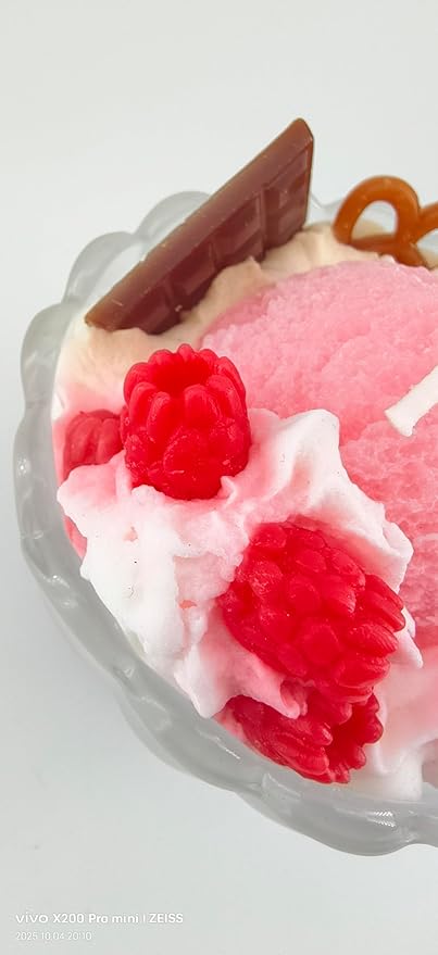 Generic Ice Cream Aromatherapy Candles, Glass Goblet, Decorative Dessert Shape, Fruit Fragrance, Christmas Birthday Festival Gift (Vanilla Raspberry)