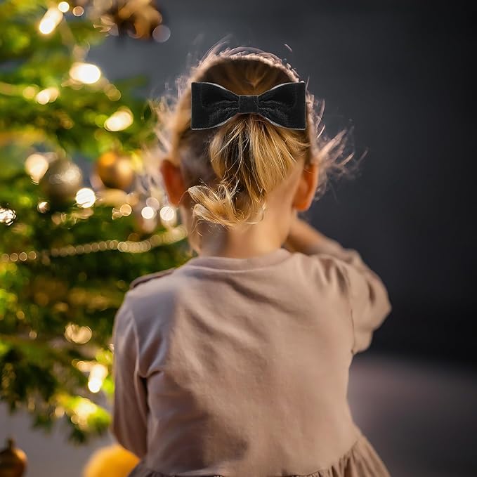 Yilloog 3/8'' 1'' 2'' 90 Yards Christmas Velvet Ribbon Vintage Satin Fabric Velvet Ribbon Roll for Christmas Tree Ornaments Decoration Gift Wrapping Bow DIY Crafts (Black)