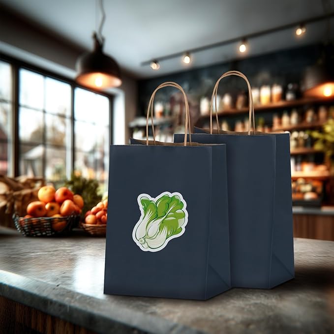 Joybe 100 Pack 8x4.75x10 Inch Medium Navy Blue Kraft Paper Bags with Handles Bulk, Craft Paper Gift Bags for Party Favors Retail Shopping Business Goody Merchandise Take Out Blank Sacks (100pcs)