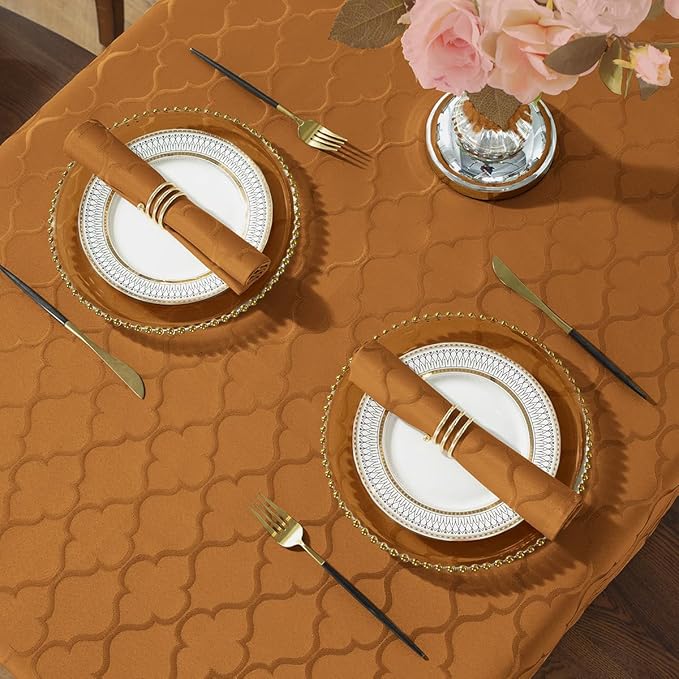 SASTYBALE Fall Jacquard Napkins 20x20 Inch - Flower Pattern Brown Polyester, Spill Proof Wrinkle Resistant, Tabletop Decor for Thanksgiving Turkey Dinner, Fall Kitchen Dining & Holiday Parties