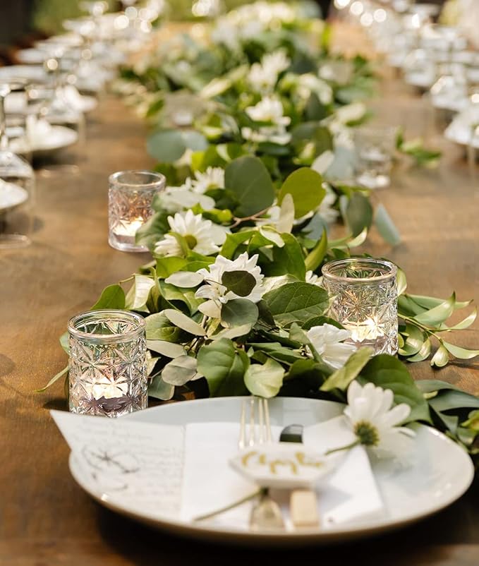 Clear Glass Votive Candle Holders,Glass Candle Holder Set of 12,Vintage Tealight Candle Holders for Wedding Table Centerpieces Decor, Party, Baby Shower/Home Decor/Christmas