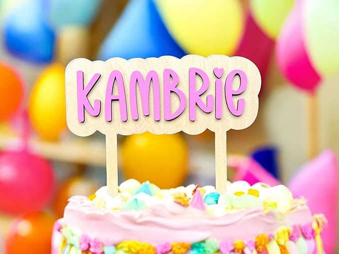 Personalized Name Cake Topper, Custom Baby Shower, Birthday Party Decor with 2 Sizes 5.5" x 6", Many Fonts and Colors