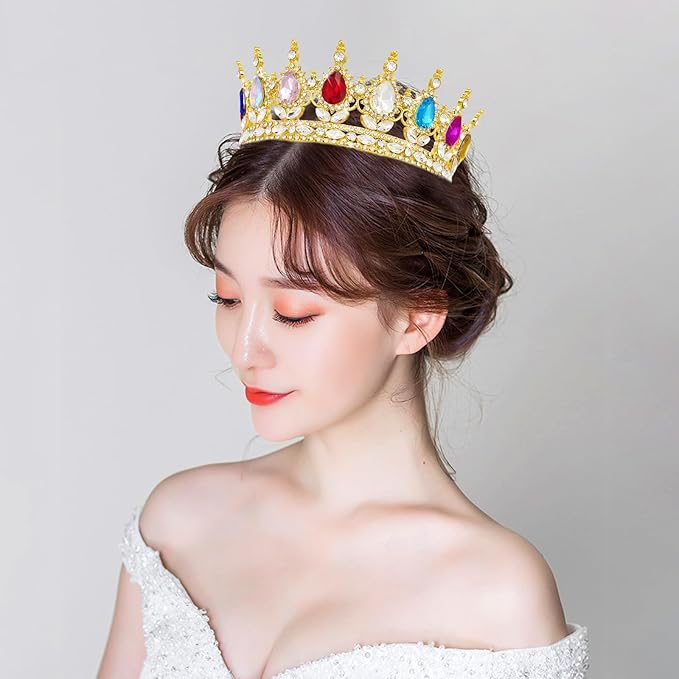 Queen Crown Rhinestone Wedding Tiara for Women - Costume Party Hair Accessories, Princess Birthday Crystal Bridal Crown