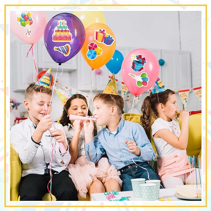 24 Sheets Happy Birthday Stickers - 320PCS Balloon Cake Present Stickers for Birthday Party Decorations Craft Scrapbooking Water Bottles Gifts Bags Cards Decor