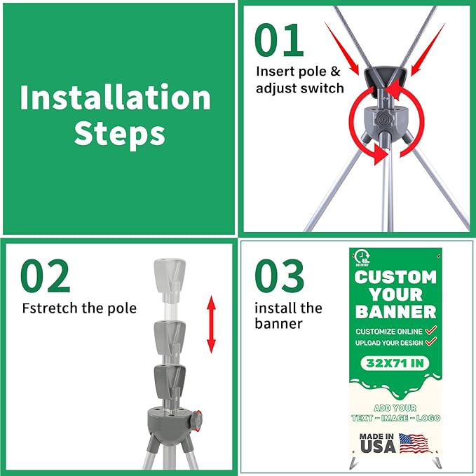 Custom Banner with X Stand 32" X 71",Banners and Signs Customize,Portable Retractable Banner with Travel Bag for Advertising, Party,Graduation Celebration,Exhibition,Outdoor & Indoor Display