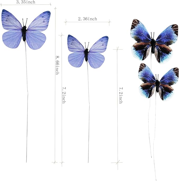 ConetoRosa 12PCS 2Sizes Butterfly Wall Decor, 3D Decorations for Home, Room, Bedroom, Nursery, Wedding, Christmas, Birthday (Blue)