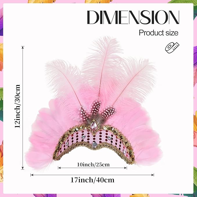 Women's Carnival Feather Headpieces Sequin Headdress for Wedding Masquerade Party Cosplay Feather Headbands