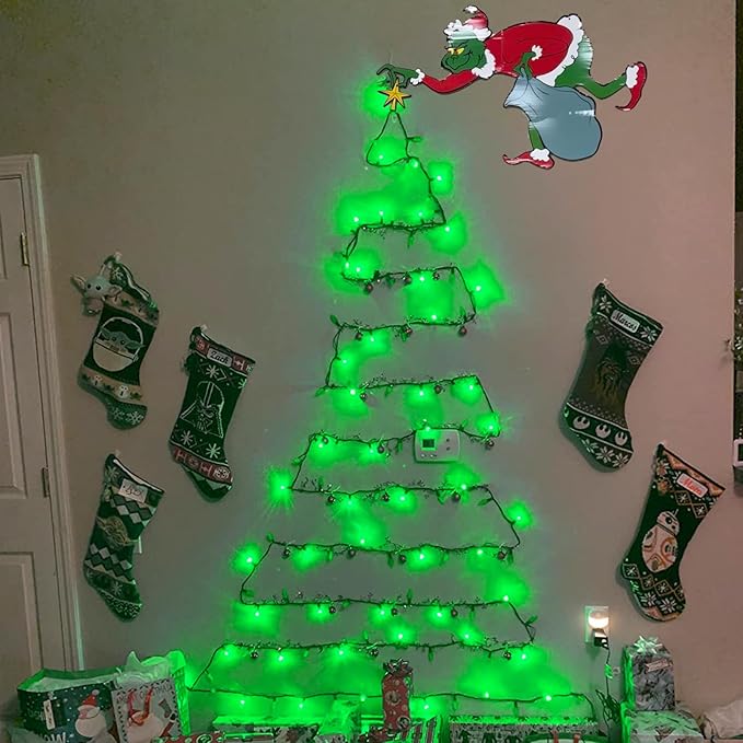 YEGUO 66ft 200 LED Green Halloween Lights Outdoor Waterproof, Green Wire Christmas String Lights Indoor, 8 Modes Twinkle Tree Lights Plug in with Timer Memory