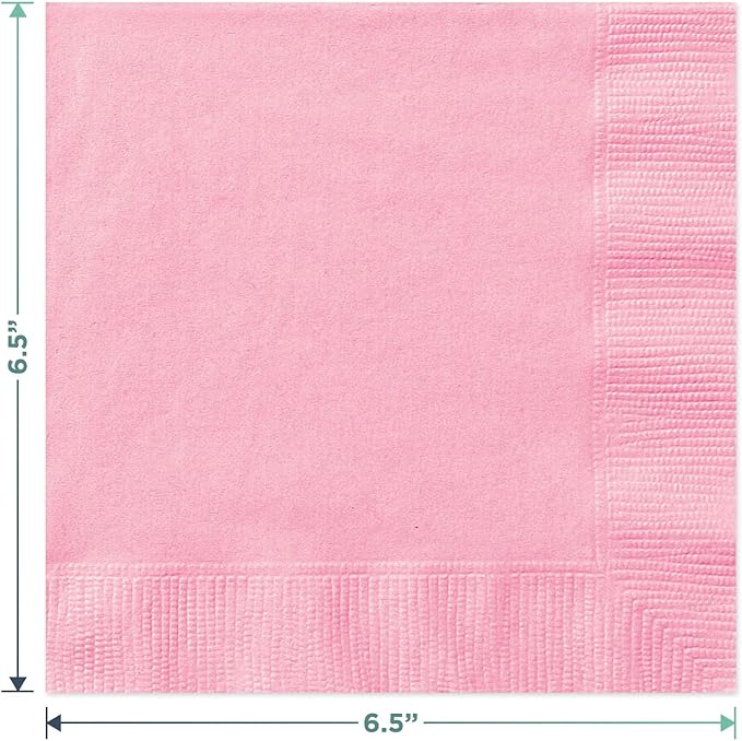 Solid Lovely Pink Paper Dinner Plates and Luncheon Napkins - Pretty Light Pink Party Supplies For Birthdays, Showers, Spring Parties, and More (Serves 16)