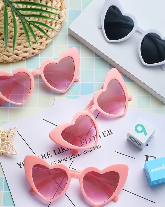 Flutesan 15 Pairs Heart Shaped Sunglasses Vintage Cat Eye Sunglasses for Bachelorette Party Supplies
