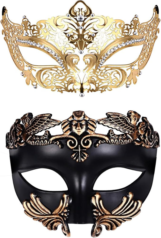 OIDEA Masquerade Mask for Couple - Roman Greek Venetian Mask Halloween Prom Party Costume Ball Mardi Gras Mask for Women Men