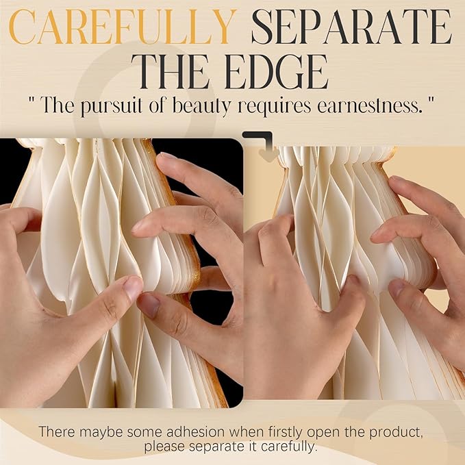 Christmas Table Decorations Indoor, 5 Pcs Large White Honeycomb Paper Christmas Trees, Vintage Light Up Table Centerpieces for Xmas Winter Wonderland Holiday Party Weddings Home Decor, 12/14/16 Inch