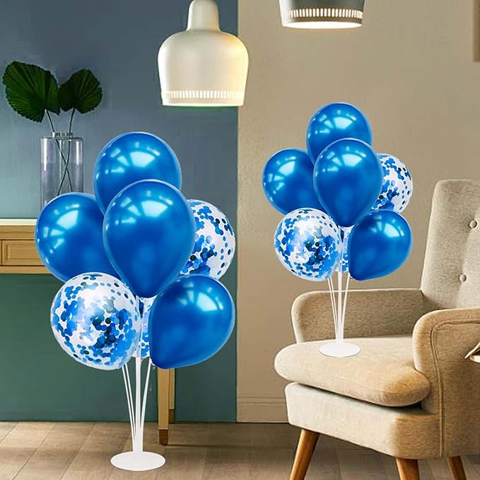 6 Set Balloon Stand with Blue Balloons Centerpiece Table Decorations Birthday Graduation Bridal Shower Wedding Anniversary Father's Day Retirement New Years Decorations 2025
