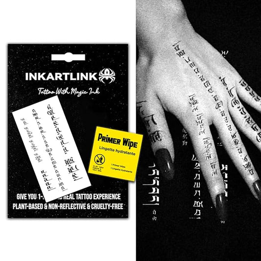 INKARTLINK Temporary Tattoos, Semi Permanent Tattoos, Adult Art Designs, Waterproof Temporary Tattoos, Party Favors, Tattoo Stickers Realistic, No Adhesive, Lasts 1-2 Weeks (Mongolian Characters)