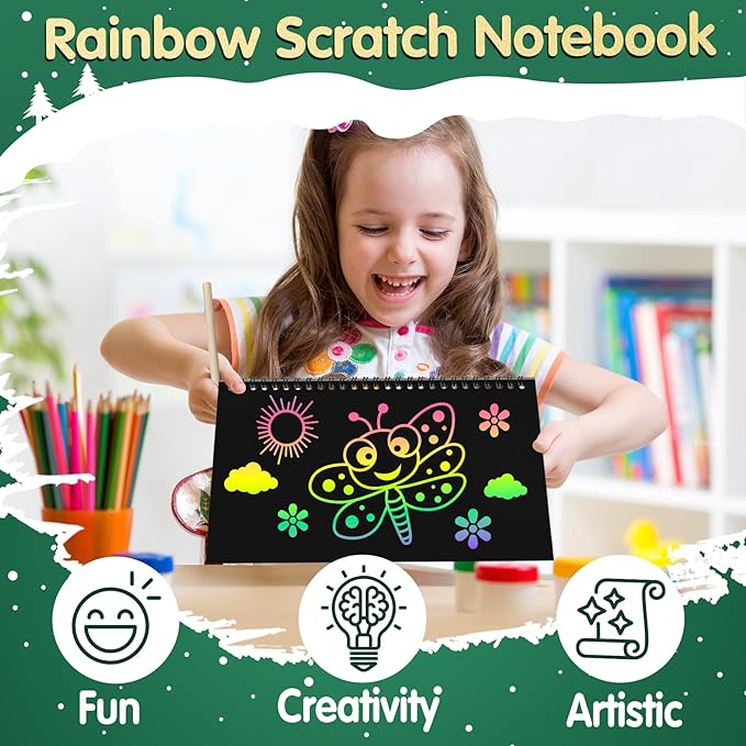 ZMLM Scratch Art Party Favors: 36 Pcs Birthday Gifts Goodie Bags Stuffers Rainbow Scratch Paper Craft Notebooks for Kids 4-8 Classroom Prize Students End School Supplies Toy Girls Boys Return Gift