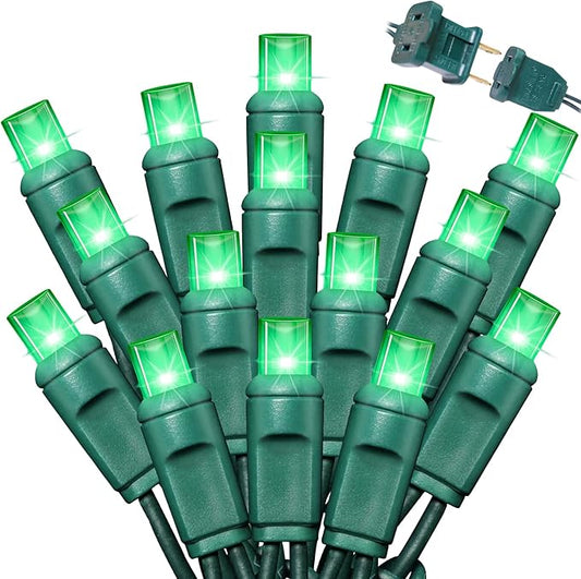 LAMPHOME 200LED (4pk of 50L) String Lights, LED Christmas Lights, 6" SPACING,Green Wire,Green