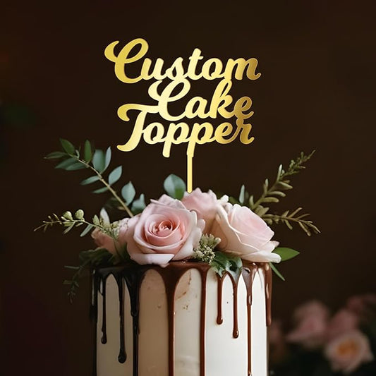 Personalized Cake Topper Custom Your Text Acrylic Cake Decoration for Birthdays Weddings, Baptisms, or any Occasion (Milkshake)