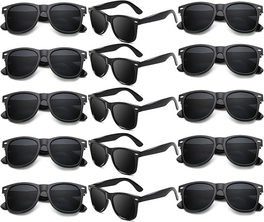Fsmiling Black Sunglasses Bulk Adult Party Sunglasses 80s Glasses Shades for Men Women Party Favors-15Pack,UV Protection