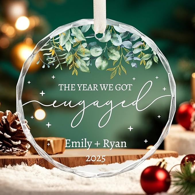 Engagement Gifts for Couples - Personalized Christmas Ornaments Engagement Gift for Newly Engaged Couples, Women, Fiance, Her - Bride to Be Gifts, Just Engaged Acrylic Ornament 2025 Party Decorations