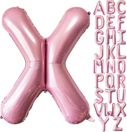 Pink Letter X Balloons, 40 Inch Pastel Pink Letter Balloons X Foil Mylar Helium Pink Letter Balloons for Birthday Party Supplies Anniversary Event Celebration Decorations Alphabet Pink X